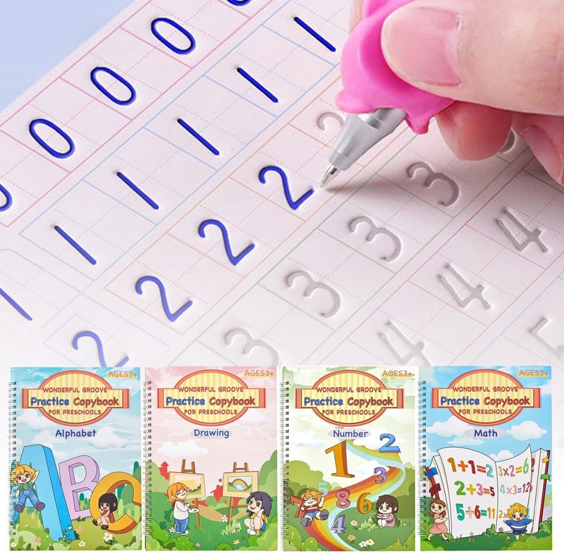 AALGO Large Magic Practice Copybook,Reusable Handwriting Practice for Kids 5-7 8-10,Grooved Writing Book Preschool Learning Activities - Image 1